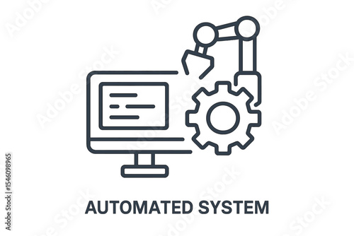 Vector illustration of automated system line icon set against a white background