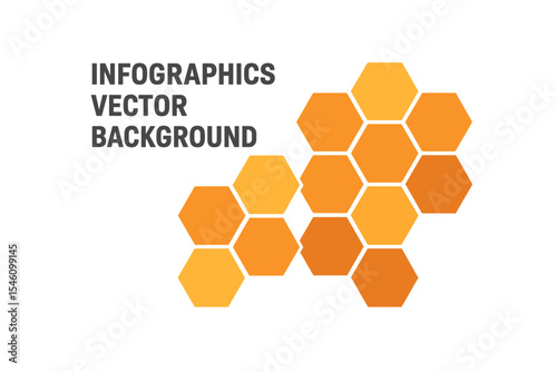 The background features hexagons and a honeycomb structure in a vector infographic style