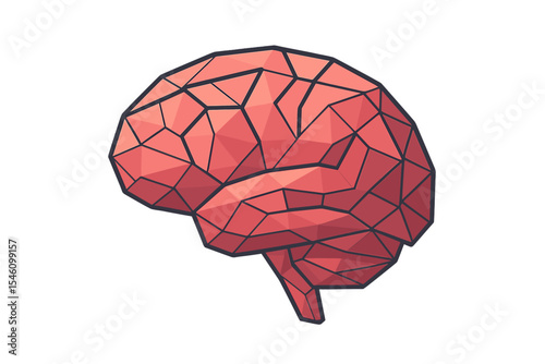 An illustration of the human brain in polygonal form set against a blue background