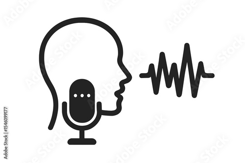 Icon representing voice commands or voiceover accompanied by sound wave visuals