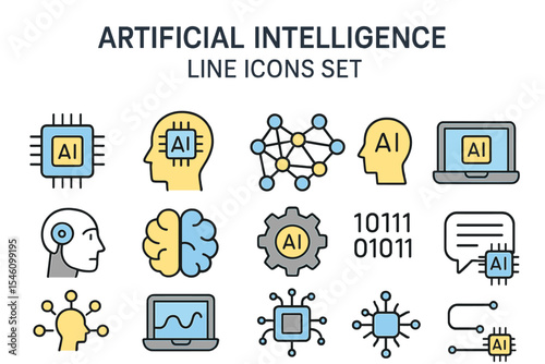 A set of  line icons is available, presented as a vector illustration with editable stroke