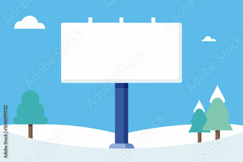 Blank Billboard in Winter Wonderland  Perfect for Your Advertisement Design