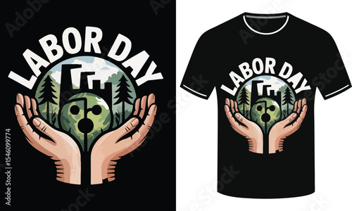 Labor day design with black T-SHIRT