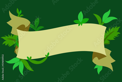 Green Leaf Banner Nature's Decorative Ribbon for Your Designs