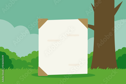 Blank Poster Mockup Nature Scene with Tree and Grass