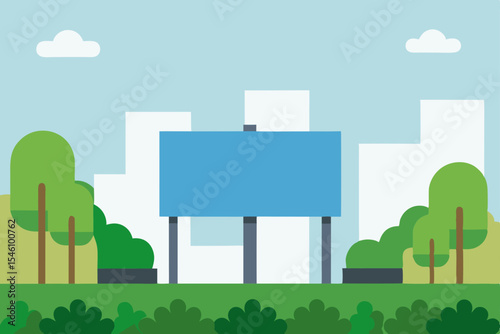 Blank Billboard Ad Space in City Park Advertising Opportunity