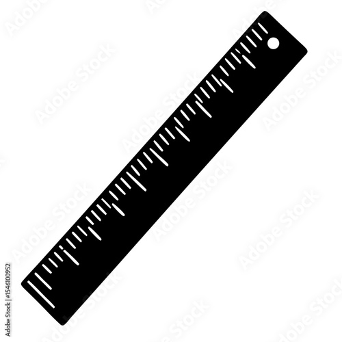 Black Scale Ruler Silhouette – Stationery Measuring Tool Vector

