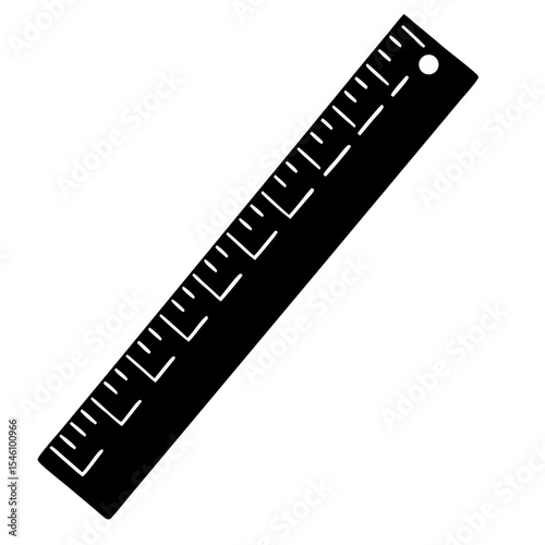 Minimal Ruler Silhouette ,Simple Measuring Tool Graphic
