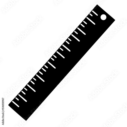 Minimal Ruler Silhouette ,Simple Measuring Tool Graphic
