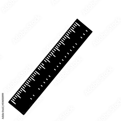 Black Scale Ruler Silhouette – Stationery Measuring Tool Vector

