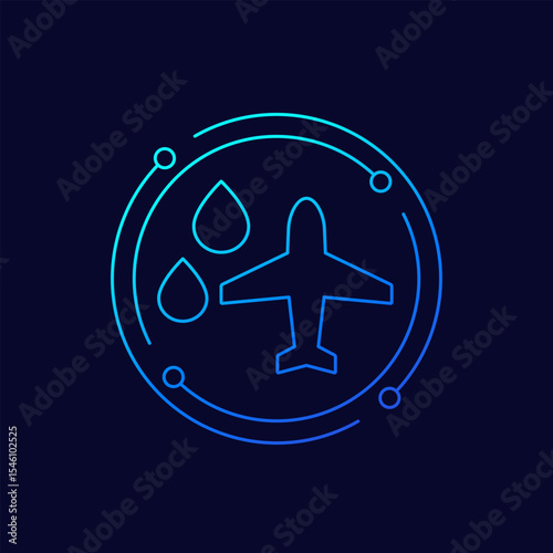 jet fuel icon with plane, linear design