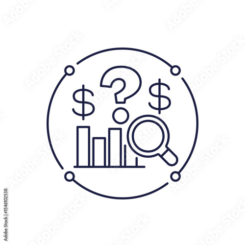 hidden costs, business audit icon in line design