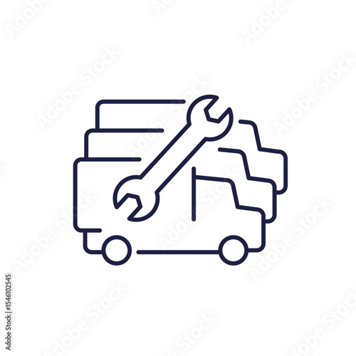 fleet repair line icon with trucks