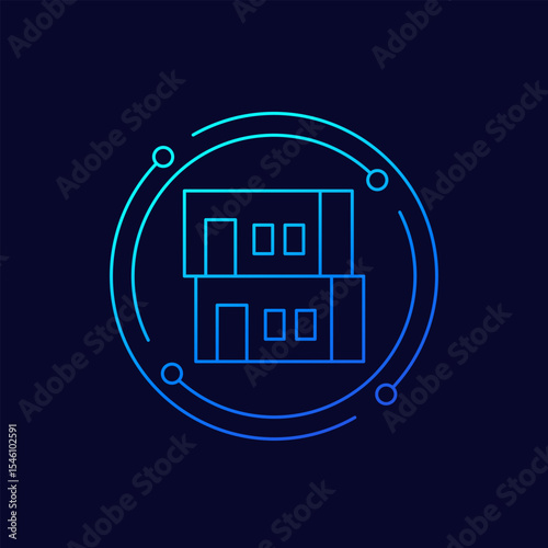 modular houses icon, linear design