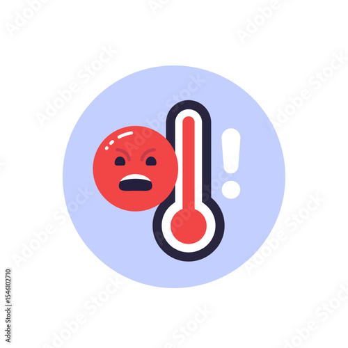stress level icon with thermometer, flat design