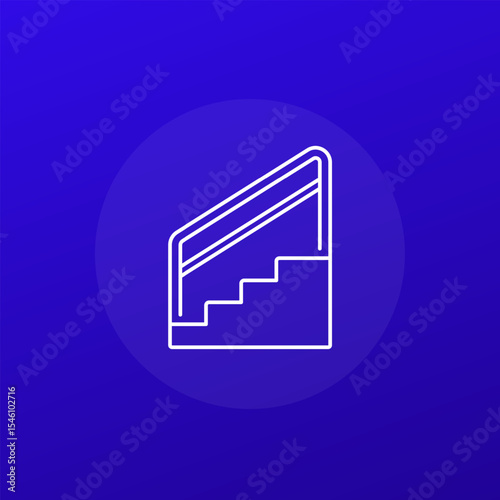 Stairs with railing icon in line design