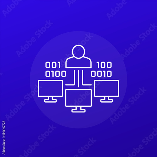 system administrator icon, computer network line design
