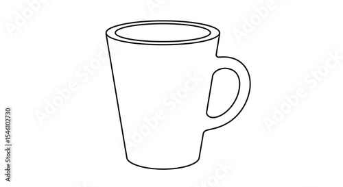 An Illustration of a Tapered Mug with Handle for Hot or Cold Beverages
