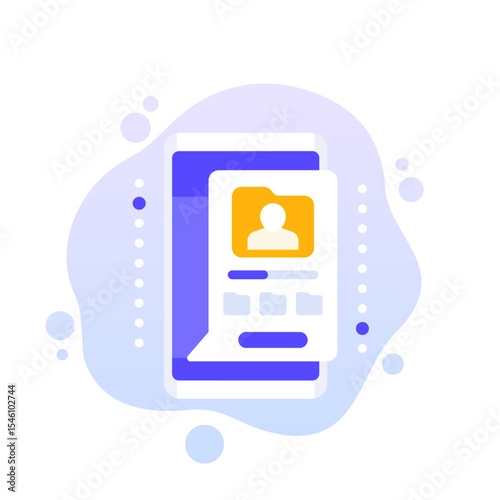 User data backup in mobile phone, folder and progress bar vector design