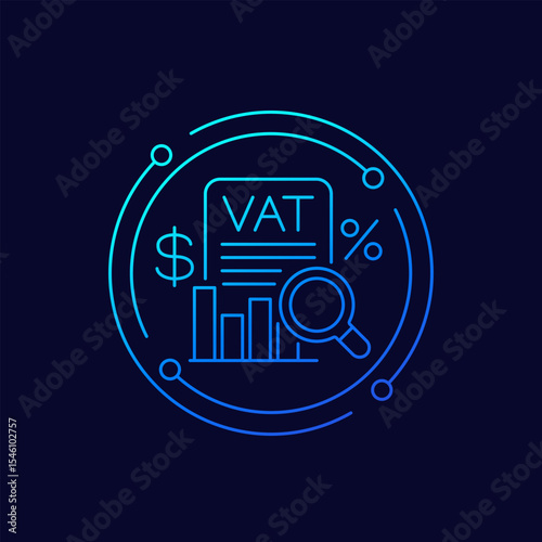 VAT icon, Value Added Tax, linear design