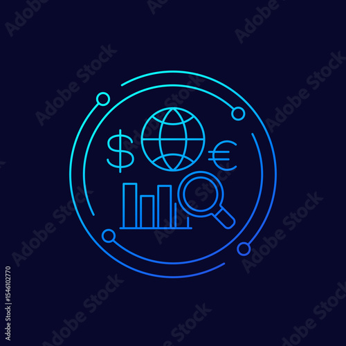 world economy icon, linear design