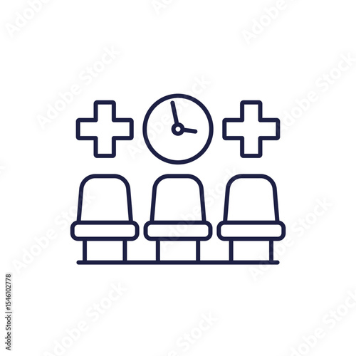 Waiting room in hospital icon, line design