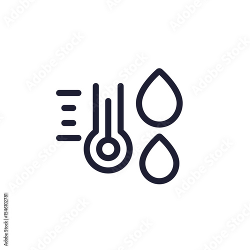 water temperature line icon, pictogram on white