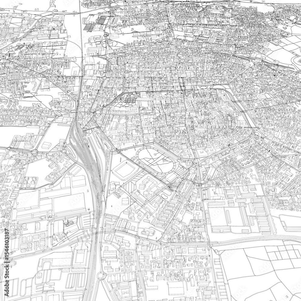 Obraz premium 3D illustration of city and urban in Modena Italy