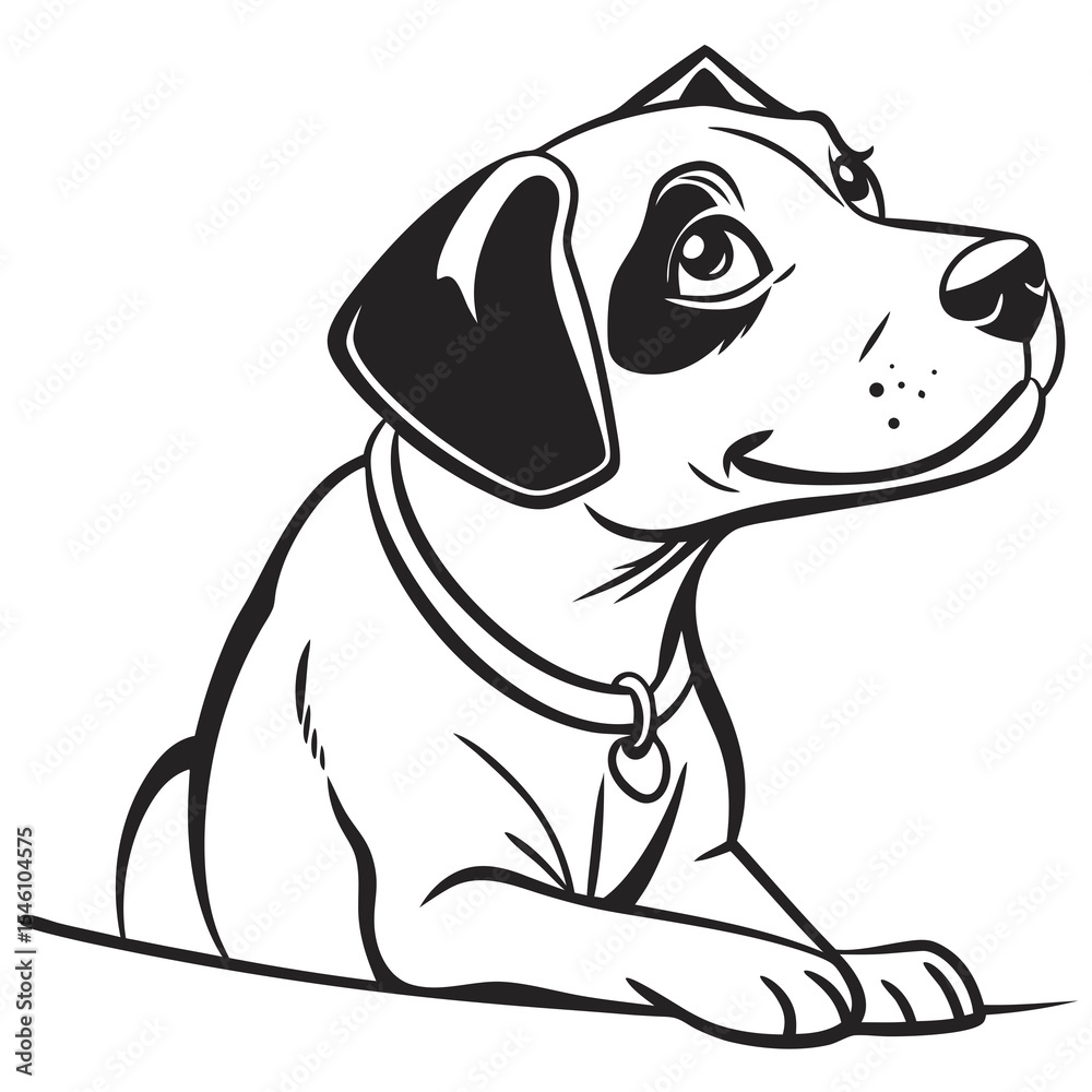 Fototapeta premium Calm Dog Face in Flat Design