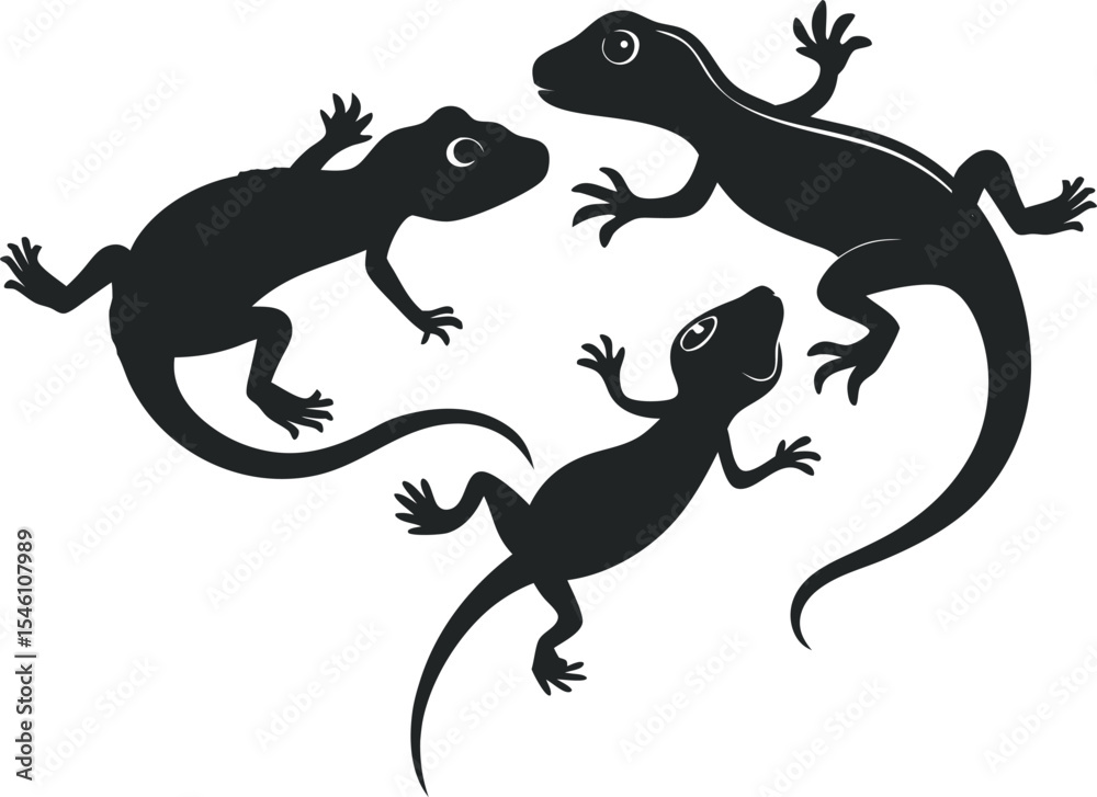 Naklejka premium From vibrant reptiles, this collection captures the charm and diversity of lizards in artistic form