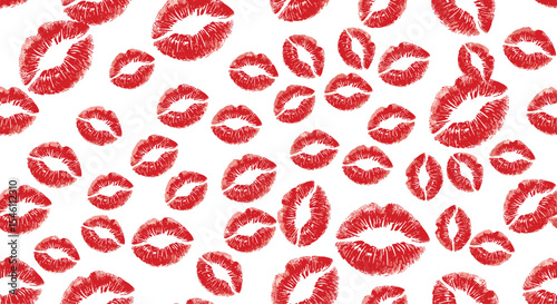 A Sea of Kisses Red Lips Imprints On A Pure White Background Pattern