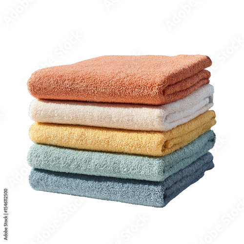Soft and Cozy Towels Stacked Neatly in Various Colors for Bathroom or Spa Use