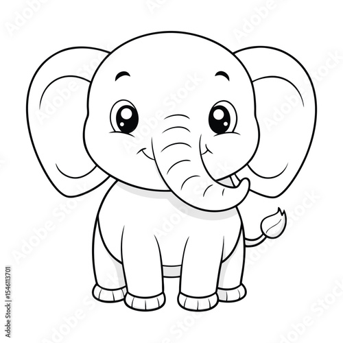 Playful Baby Elephant: A charming illustration of a baby elephant, radiating innocence with its oversized ears and sweet smile, perfect for children's designs.