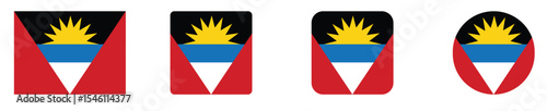 Antigua and Barbuda flag icon set. Antigua and Barbuda or AG flag icon. Antigua and Barbuda country Flags.