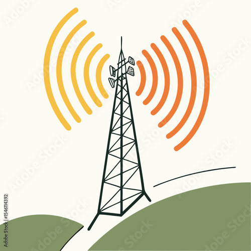 Wireless 5G Technology Tower - Clean Vector Symbol