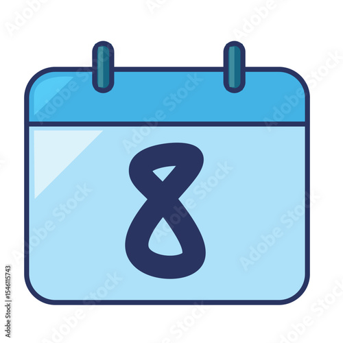 Calendar Icon with Number 8 – Flat Style Illustration for Schedule, Reminder, and Business Planning