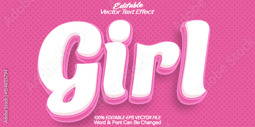 Girl Vector Text Effect Editable Alphabet Pink Woman Female Young