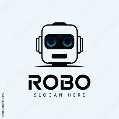 Robot face logo, Minimal logo, Minimal robot logo, Unique