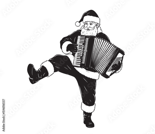 Musical Characters Silhouettes: Whimsical Collection of Cat Musicians and Santa Playing Instruments