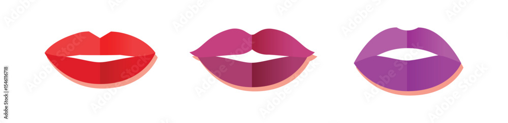 Obraz premium Sexy lips of women or girls flat vector illustrations set