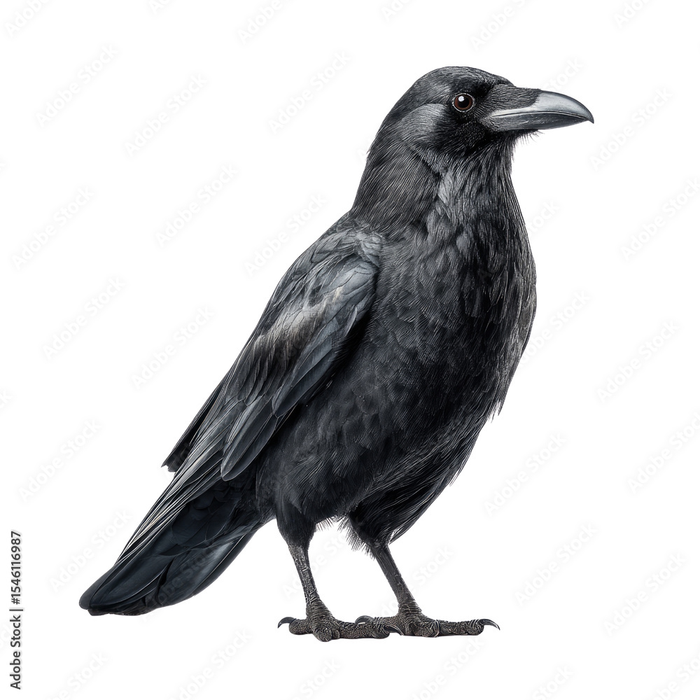 Fototapeta premium Majestic black bird standing tall with glossy feathers, showcasing elegance and intelligence in natural habitat
