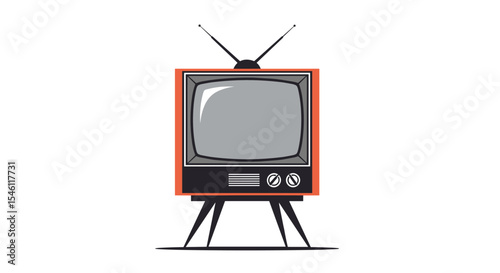 A Retro Television with Antennae Standing Tall Ready to Deliver Quality Programs to Audience