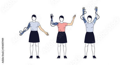 Visualizing Hand Signals Three Women Illustrating Different Gestures in a Synchronized Manner
