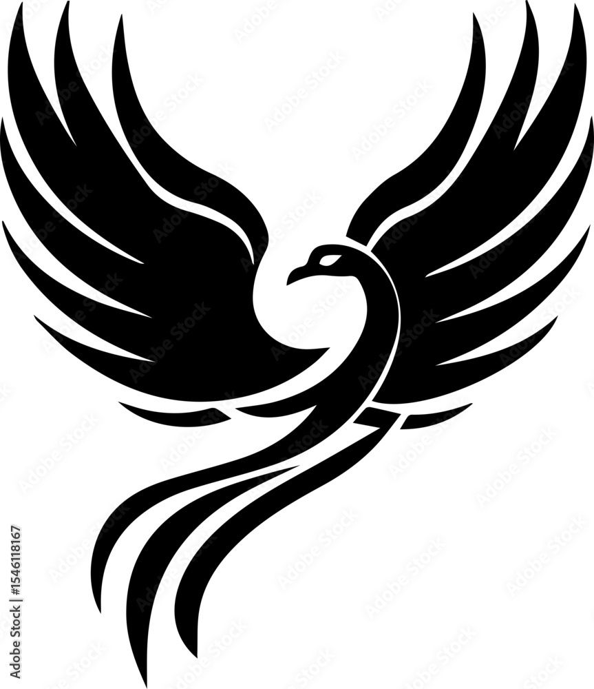 Fototapeta premium Phoenix Bird Logo Vector, Fire Winged Mythical Creature Symbol