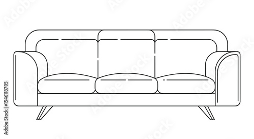 Elegant Living Room Sofa Design with Sleek Lines and Comfortable Three Seater