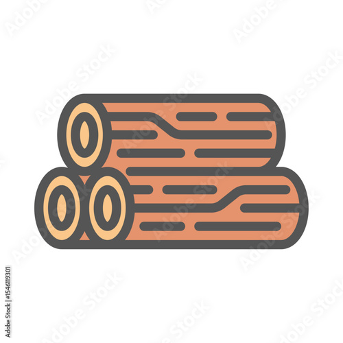 log filled outline icon. chopped wood color line illustration.