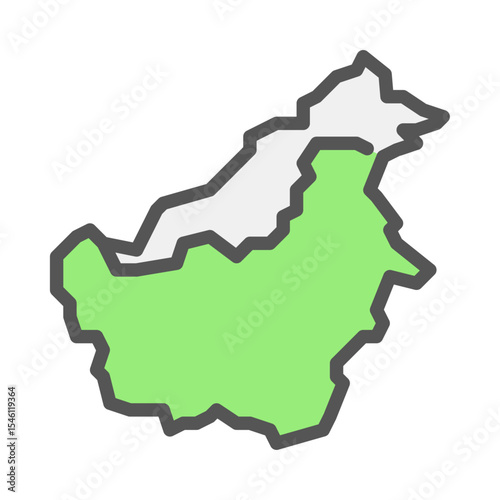Borneo Island filled outline icon. kalimantan color line illustration.