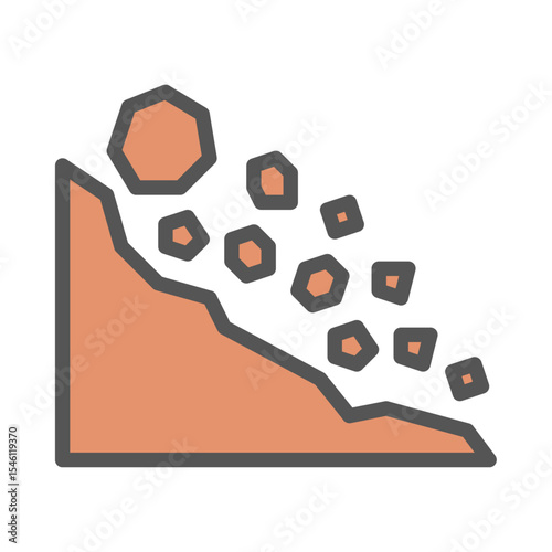 Landslide filled outline icon. landslip color line illustration.