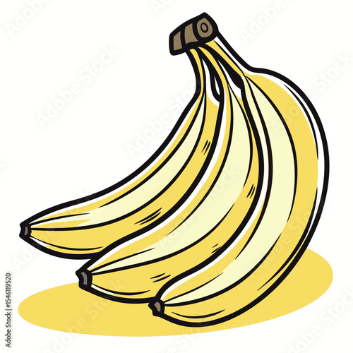 Yellow Bananas Bunch Cartoon Illustration Clipart fruit