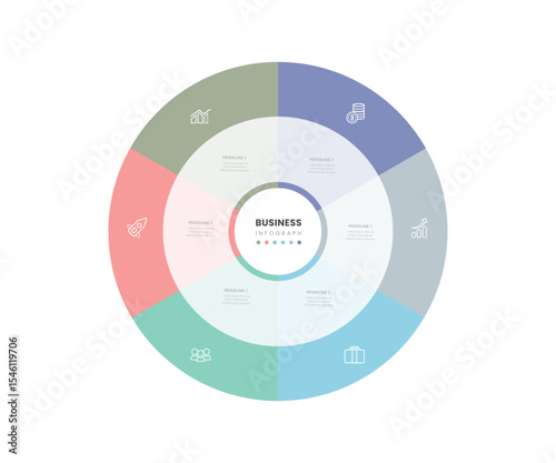 5 section pie chart circular diagram 